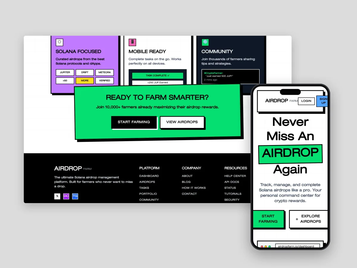AIRDROPFARM on desktop and mobile