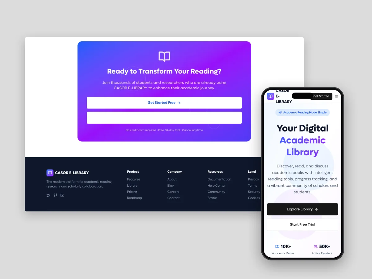 CASOR E-LIBRARY on desktop and mobile