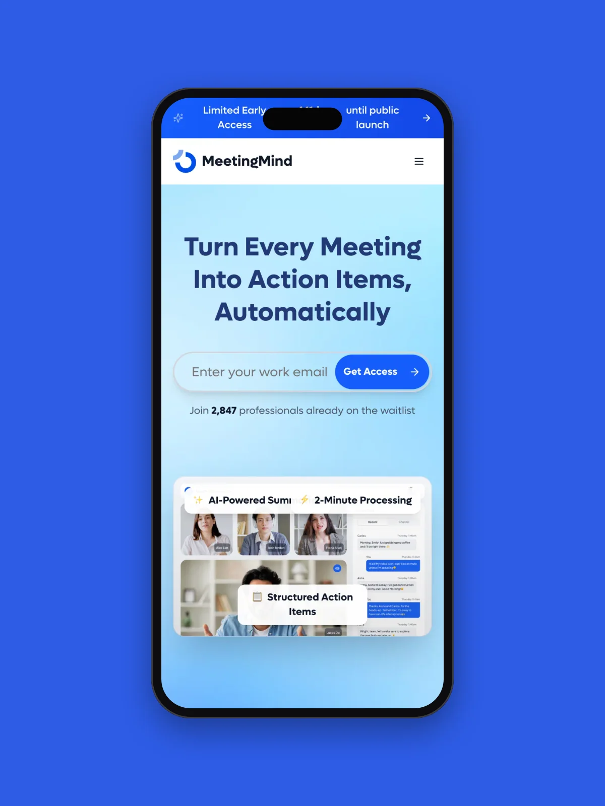 MEETINGMIND on a phone