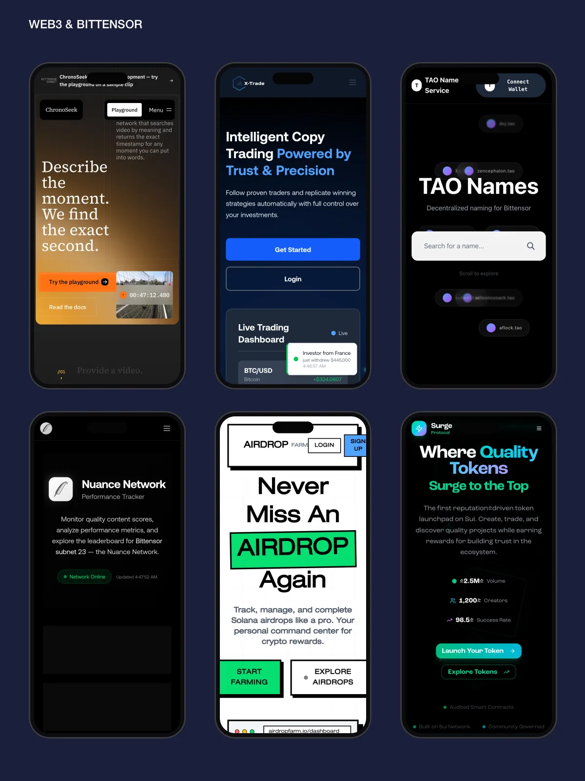 Six phone screens from Daniel's apps